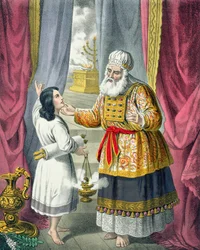 Eli Questionando Samuel Sobre a Visão, a partir de uma bíblia impressa por Edward Gover