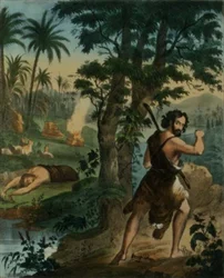 O assassinato de Abel, de uma Bíblia impressa por Edward Gover