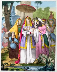 Moisés salvo pela filha do faraó, década de 1870