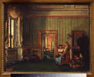 Interior da casa do príncipe Alexander Galitzine (Golitsyn) (1723-1804) em Roma (Itália). Pintura de Sylvester Feodosiyevich Shchedrin (Sylvester Shchedrin) (1791-1830), óleo sobre tela