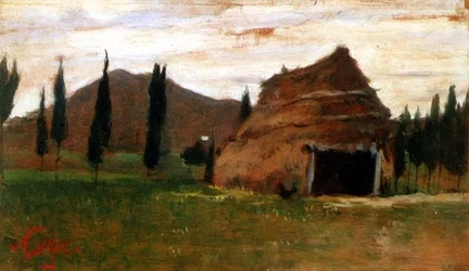 Paisagem com uma cabana de colmo