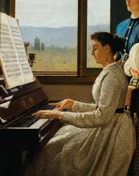 A canção de Starling, de Silvestro Lega (1826-1895), óleo sobre tela, detalhe