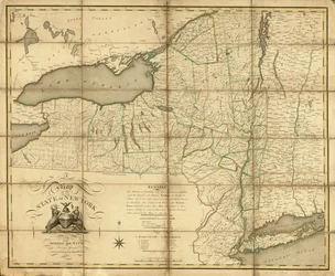 Um mapa do Estado de Nova Iorque. LOC 74696138