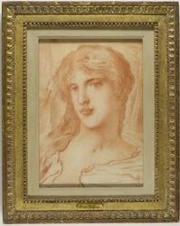 Cabeça, c.1880 (giz vermelho sobre papel de seda lustroso)