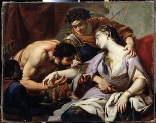 Rainha e Escravo. Pintura da escola de Simon Vouet (1590-1649). Óleo sobre tela