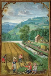 Adicionar 18855 de setembro: colher, arar e semear, de um livro de horas, c.1540