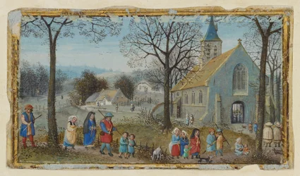 Aldeões a caminho da Igreja