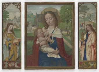 Virgem e o Menino; Santos Catarina e Bárbara, c.1520 (têmpera sobre velino)