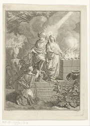 Folha de rosto alegórica com o Patriarca Abraão e Verdade Página de rosto para: Arnold Hoogvliet, Abraham, o patriarca, em XII Boeken, s.a.