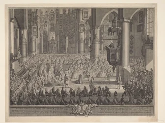 Casamento de Karel Christian van Nassau-Weilburg com a princesa Carolina, 1760 Representação da cerimônia solene de casamento do (...) príncipe van Nassau Weilburg com (...) Carolina van Oranje & Nassau ocorreu na quarta-feira, 5 de março de 1760, no Groot