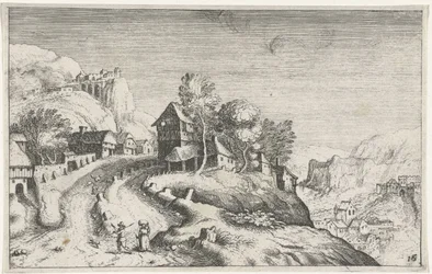 Aldeia em uma paisagem de montanha Diferentes paisagens (título da série) Topographia variaum regionum (título da série)
