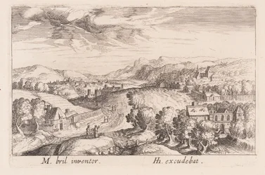 Paisagem montanhosa com três casais, de Topographia Variarum Regionum
