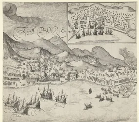 Vitória dos holandeses sobre os portugueses em Tidore (gravura à direita), 1605