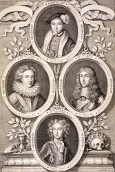 Eduardo VI, Henrique e Guilherme, Duques de Gloucester, e Henrique, Príncipe de Gales, c1700.