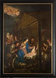 Igreja Paroquial (Igreja de Nossa Senhora da Assunção). Interior. Pintura. Cena de Natal. Simon De Paepe. Abadia de origem Ename (?).