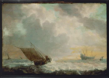 Paisagem marítima (pintura sobre madeira)