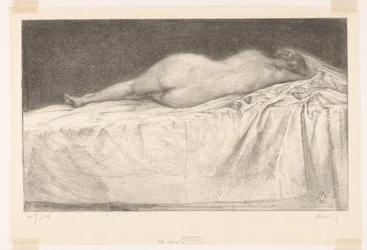 Mulher nua deitada numa cama