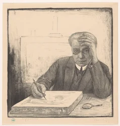Auto-retrato com pedra litográfica