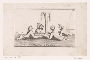 Fonteinsculptuur van tritonen en naïaden Tritões e Nayads. (título no objeto) Coleção de estátuas, grupos, fontes, termos, vasos e outros ornamentos magníficos do castelo e parque de Versalhes (título da série)