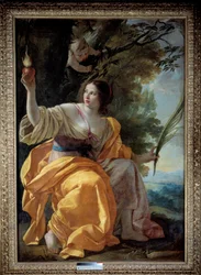 Figura alegórica da Caridade (antiga figura da Fé" Pintura de Simon Vouet (1590-1649) Século XVII. Dim. 1,9x1,3 m.