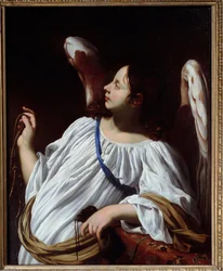 Anjo tem a corda e os instrumentos da Paixão de Cristo Detalhe de um quadro de Simon Vouet (1590-1649) Coleção Particular do século XVII