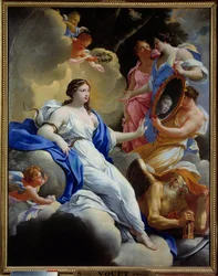 Prudence, Love and the Graces Painting de Simon Vouet (1590-1649) 1645 Sun. 1,16x0,9 m Montpellier, Musee Fabre
