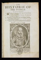 Retrato de Sir Walter Raleigh (1554-1618), página de rosto de "The Historie of the World", de Sir Walter Raleigh