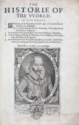 Página de título da História do Mundo por Sir Walter Raleigh, século XVII