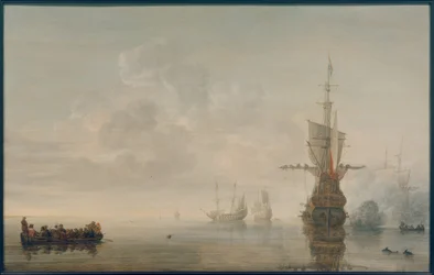 A capitânia "Aemilia" faz saudação ao almirante Maerten Harpertsz. Tromp