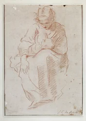 Mãe amamentando o seu filho (Desenho
