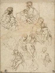 Esboços da Virgem e do Menino e da Sagrada Família, 1642-48
