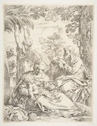 A Sagrada Família descansando em sua fuga para o Egito, ca. 1637-1639.