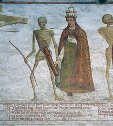 A Morte pedindo ao Papa para dançar, detalhe de A Dança da Morte