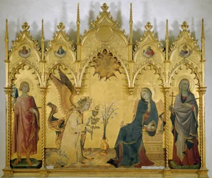 Anunciação (com Santa Judite e Santo Ansano) - Tempera sobre madeira