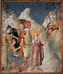 Episódios da vida de São Martinho: «São Martinho de Tours renuncia às armas». Fresco de Simone Martini (1285-1344). 1312-1317 - Dimensões 265 x 230 cm. Basílica inferior de São Francisco de Assis; Capela de São Martinho, Assis