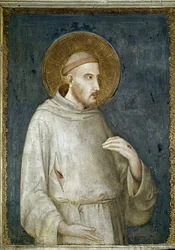 São Francisco de Assis, detalhe de Cinco Santos - Fresco de Simone Martini (ca. 1284-1344)