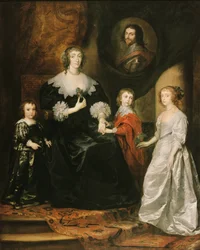Retrato da viúva do Duque de Buckingham e seus filhos, 1633.