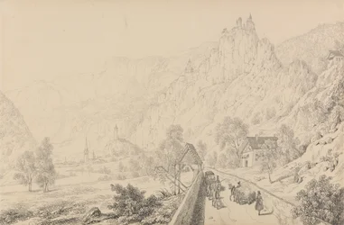 Álbum de 30 Vistas no Tirol e em Itália: As Ruínas do Convento de Seben perto de Klausen, 27 de Out.r 1840