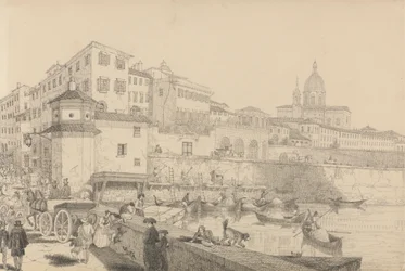 Álbum de 30 Vistas no Tirol e em Itália: Vista do Casino Pecori no Lung Arno, Residência de Sir Charles D