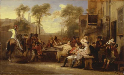 Os reformados de Chelsea que recebem a Gazeta Anunciando a Batalha de Waterloo