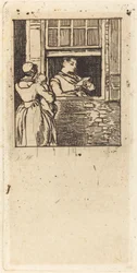 Mulher em uma janela, lendo uma carta