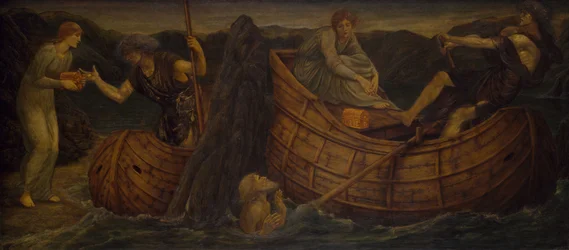 Cupido e Psique - Murais Verdes do Palácio - Psique dando a Moeda ao Barqueiro do Estige, 1881.