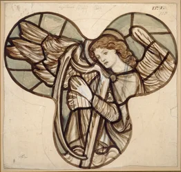 Projeto para vitrais na Igreja Lyndhurst: An Angel Harpist, 1862