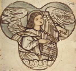 Projeto para vitrais na Igreja Lyndhurst: An Angel Organist, 1886