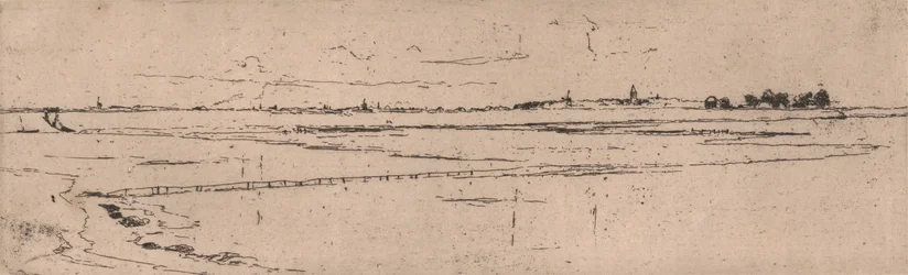 Esboço de Monnikendam em Distância