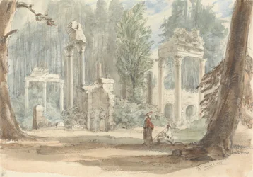 As Ruínas de Leptis Magna tal como apareceram no Parque Real na Água da Virgínia