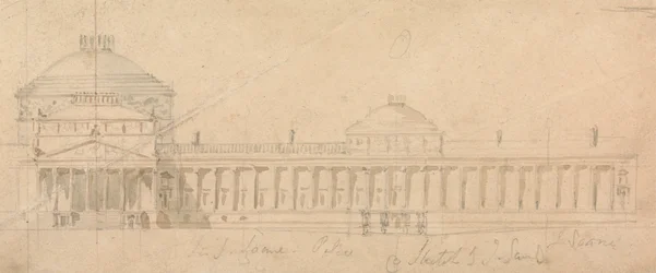 Esboço de uma meia fachada para um Palácio Real, Hyde Park, Londres