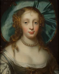 Retrato de uma senhora com um chapéu azul