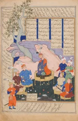Luhrasp Hears from the Returning Paladins of the Vanishing Kai Khusrau, Folio..., 1576-77.