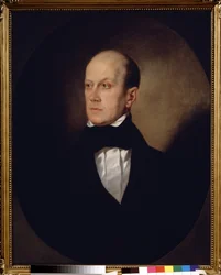 Retrato do escritor e filósofo russo Piotr Yakovlevitch Tchaadaiev (Chaadaev ou Chaadayev) (1794-1856)"" Pintura de Sandor Kozina (1808-1873) 1848 Museu Estatal de História, Moscou